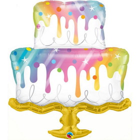 Mayflower Distributing  PY152593  Pastel Rainbow Drip Cake 39" Jumbo Shaped Balloon, NS