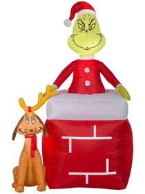 Gemmy Industiries GE116740 The Grinch & Max Chimney Airblown Inflatable - NS