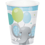 Creative Converting PY162890 Blue Elephant Birthday 9oz Paper Cups (8) - NS