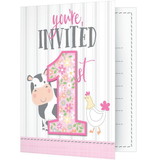 Creative Converting PY162910 Sweet Farmhouse 1st Birthday Folded Invitations (8