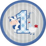 Creative Converting PY162918 Charming Farmhouse 1st Birthday Dessert Plates (8)