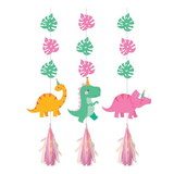 Creative Converting PY163037 Girls Dino-Roar Iridescent Hanging Decorations