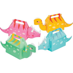 Creative Converting PY163038 Girls Dino-Roar 3D Treat Boxes, Assorted Colors - NS