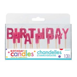 Amscan PY164077 Pink Glitter Happy Birthday Candles - NS
