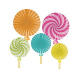 Creative Converting PY164342 Candy Shop Lollipop Paper Fans (5)