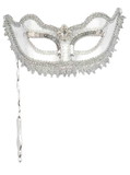 Ruby Slipper Sales F60130 White & Silver Venetian Stick Mask