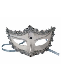 Ruby Slipper Sales F74453 White Elegance Eye Mask with Ribbon Tie - NS