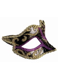 Ruby Slipper Sales F75093 Gold & Purple Eye Mask with Ribbon Tie - NS