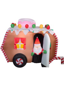 Gemmy Industiries GE37289 Gingerbread Trailer Animated Inflatable Airblown Decor - NS