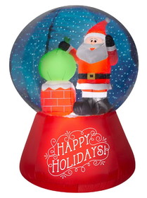 Gemmy Industiries GE114690 Snow Globe Santa On The Roof Projection Inflatable Airblown Decor - NS