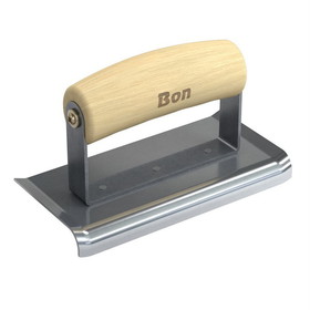 Bon Tool Stainless Steel Curved End Edger - 6" X 2 7/8" - 3/8" Radius 1/2" Depth - Wood Wave Handle