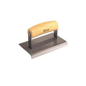 Bon Tool Stainless Steel Sidewalk Edger - 6" X 3 1/2" - 3/8" Radius 1/2" Depth - Wood Wave Handle