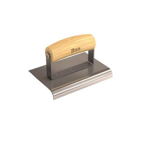 Bon Tool Stainless Steel Sidewalk Edger - 6" X 4" - 1/2" Radius 5/8" Depth - Wood Wave Handle
