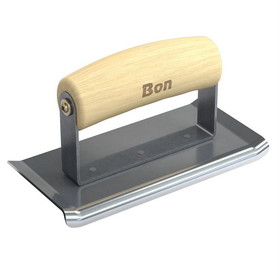 Bon Tool Stainless Steel Curved End Edger - 6" X 3" - 1/4" Radius 3/8" Depth - Wood Wave Handle