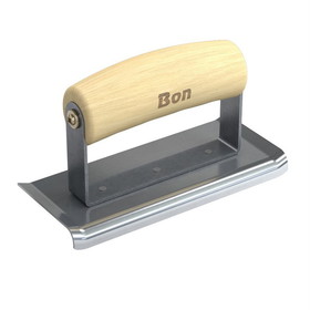 Bon Tool Stainless Steel Curved End Edger - 6" X 2 1/2" - 1/4" Radius 3/8" Depth - Wood Wave Handle