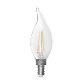 FEIT BPCFC25/927CA/FIL/2 LED Light Bulb, 2.2 W, 25 W Incandescent Equivalent, E12 Candelabra Lamp Base, LED Lamp, Flame Tip, 200 Lumens