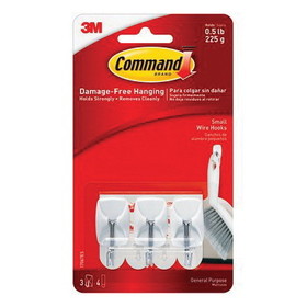 Command 051131-86693 Wire Hook, S, 0.5 lb Capacity, Plastic, White