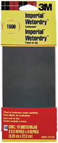 3M Imperial Wetordry 5924-18-CC Sandpaper, 9 in Length, 3-2/3 in Width, 1500 Grit, Ultra Fine Grade, Silicone Carbide Abrasive, Paper Backing