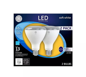 GE 40918 General Purpose LED, 10 W, 65 W Incandescent Equivalent, Medium Lamp Base, LED Lamp, BR30 Shape, 700 Lumens