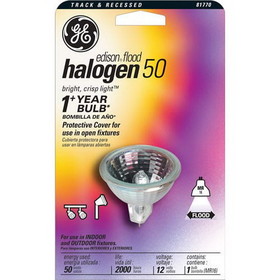 GE 81770 Flood Light Bulb, 50 W, GX5.3 Lamp Base, Halogen Lamp, MR16, 850 Lumens