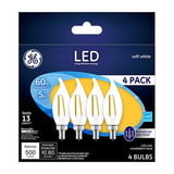 GE 93129333 Decorative LED Light Bulb, 5 W, 60 W Incandescent Equivalent, E12 Candelabra Lamp Base, LED Lamp, CAC, 500 Lumens