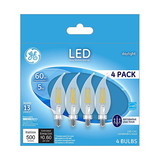 GE 93129338 Decorative LED Light Bulb, 5 W, 60 W Incandescent Equivalent, E12 Candelabra Lamp Base, LED Lamp, CAC, 500 Lumens