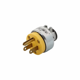 Eaton 2867-BOX Straight Blade Plug, 125 V, 15 A, 2 Pole, 3 Wires, Yellow
