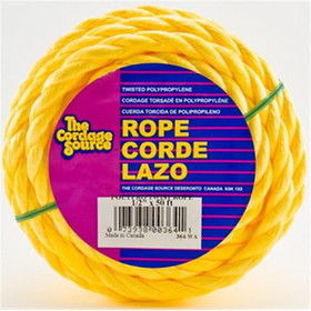 Cordage Source Rope Twisted Yellow Poly