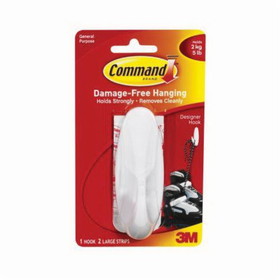 Command 051131-92129 Large Designer Hook, Plastic, White