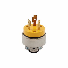 Eaton 2364-BOX Straight Blade Plug, 250 V, 20 A, 2 Pole, 3 Wires, Yellow