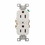Eaton 827W-BOX Duplex Receptacle, 125 VAC, 15 A, 2 Pole, 3 Wires, White, Price/each