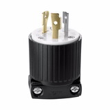 Eaton L520P Locking Plug, 125 V, 20 A, 2 Pole, 3 Wires, Black/White