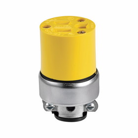 Metalux 2887 Commercial Straight Blade Connector, 125 VAC, 15 A, 2 Poles, 3 Wires, Yellow