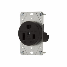 Eaton Cooper Controls 5709N Straight Blade Receptacle, 250 VAC, 50 A, 3 Pole, 2 Wires, Black