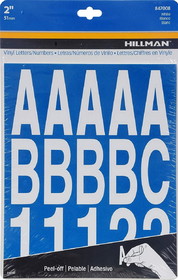 Hillman 847008 Die Cut Letters/Numbers Set, Vinyl, White