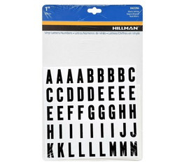 Hillman 842286 Letter &amp; Number Set, Self Adhesive, Vinyl, Black Font/White Background