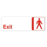 Hillman 841748 Exit Sign, Adhesive, Text with Symbol, Plastic, 3 in Height, 9 in Width, White Legend/Background, English