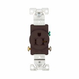 Eaton Cooper Controls 1877B-BOX Straight Blade Receptacle, 125 VAC, 20 A, 2 Pole, 3 Wires, Brown