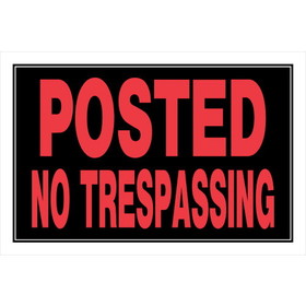 Hillman 841840 Posted No Trespassing Sign, Text, Plastic, 8 in Height, 12 in Width, Black/Red Legend/Background, English