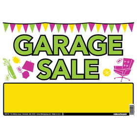 Hillman 842110 Garage Sale Sign, Text with Symbol, Plastic, 10 in Height, 14 in Width, Colorful Legend/Background, English