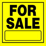 Hillman 840168 For Sale Sign, Text, Plastic, 11 in Height, 11 in Width, Yellow/Black Legend/Background, English