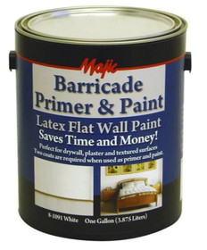 Yenkin-Majestic Majic Paint 8-1091-1 Barricade Primer &amp; Paint, 1 gal Container, White, Flat Finish
