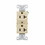 Eaton Cooper Controls BR20V Straight Blade Receptacle, 125 VAC, 20 A, 2 Pole, 3 Wires, Ivory, Price/each