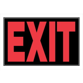 Hillman 839892 Exit Sign, Text, Plastic, 8 in Height, 12 in Width, Black/Red Legend/Background, English