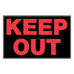 Hillman 839898 Keep Out Sign, Text, Plastic, 8 in Height, 12 in Width, Black/Red Legend/Background, English