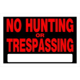 Hillman 839942 No Hunting/Trespassing Sign, Text, Plastic, 8 in Height, 12 in Width, Black/Red Legend/Background, English