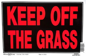 Hillman 839948 Keep of Grass Sign, Text, Plastic, 8 in Height, 12 in Width, Black/Red Legend/Background, English