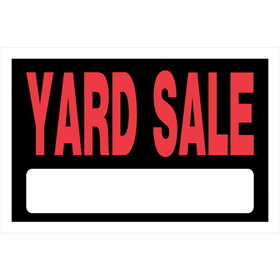 Hillman 839950 Yard Sale Sign, Text, Plastic, 8 in Height, 12 in Width, Black/Red Legend/Background, English