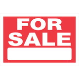 Hillman 840002 For Sale Sign, Text, Plastic, 8 in Height, 12 in Width, Red/White Legend/Background, English