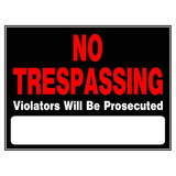 Hillman 840040 No Trespassing Sign, Text, Plastic, 15 in Height, 19 in Width, Black/Red Legend/Background, English